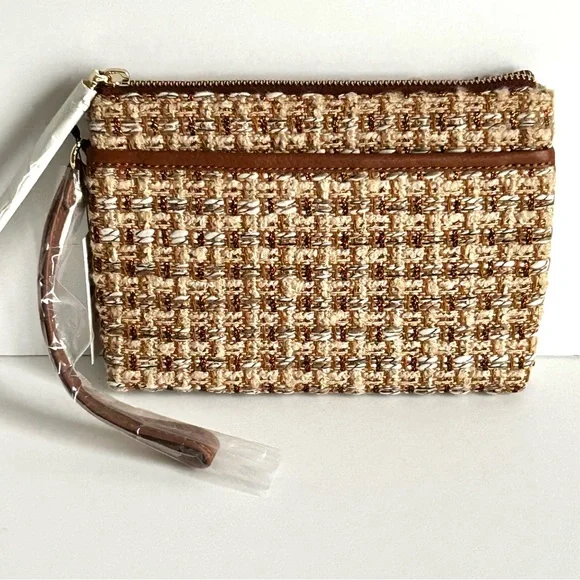 🍒NWT Talbots Metallic Boucle Double Gusset Wristlet - Picture 2 of 12